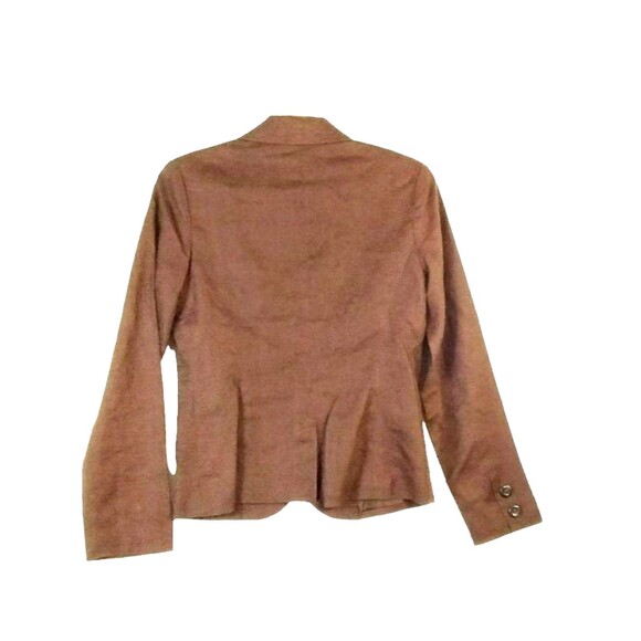 Merona Blazer Women's S Brown Linen Long Sleeve Lined Pockets 3 Buttons Classic - Picture 2 of 8